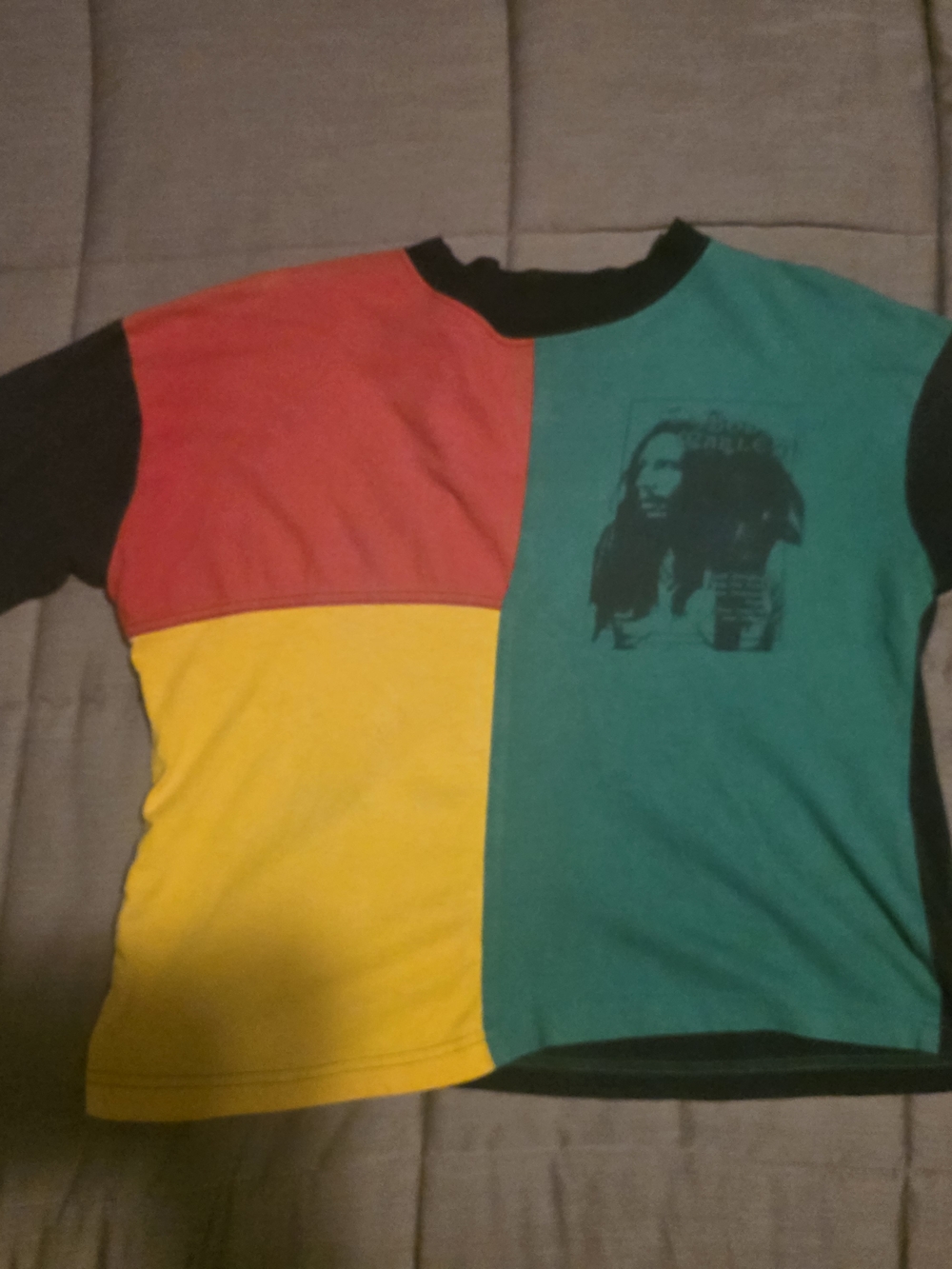 Vintage Rare Colorblock Bob Marley Graphic Tee - Green/Red/Yellow